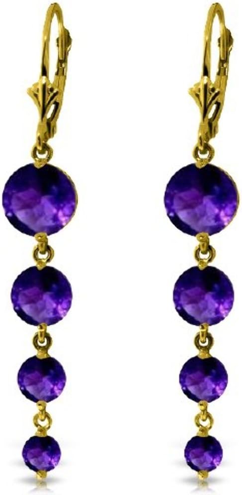14k Yellow Gold Chandelier Earrings with Natural Amethysts - Image 4