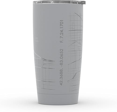 Vista 272 de Well Told Vaso de café aislado con diseño de mapa de Nueva York grabado, taza de acero inoxidable grabada (20 onzas, negro) con aislamiento de mapa