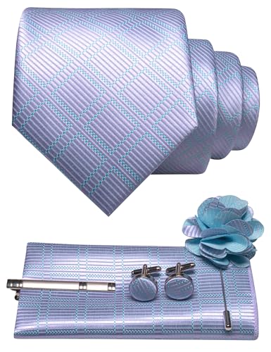 Image of JEMYGINS Mens Tie and Lapel Pin Necktie Pocket Square Cufflinks and Tie Clip Sets for Business Casual 5PCS