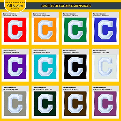 Oli And Alex Iron On Letters 2.4 Inch - 7 Pcs Of C White Patches Letters For Clothing - Super Glue - No Sew Needed - Embroidery Alphabet Football Team School University - White, C #TOP7