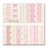 VIVIQUEN 24 Pack Pink Floral Double-Sided Paper, 12-inches Vintage Flowers Scrapbook Specialty Craft Paper Folded Flat for DIY Background Card Art Craft Making Scrapbook Photo Album Decor