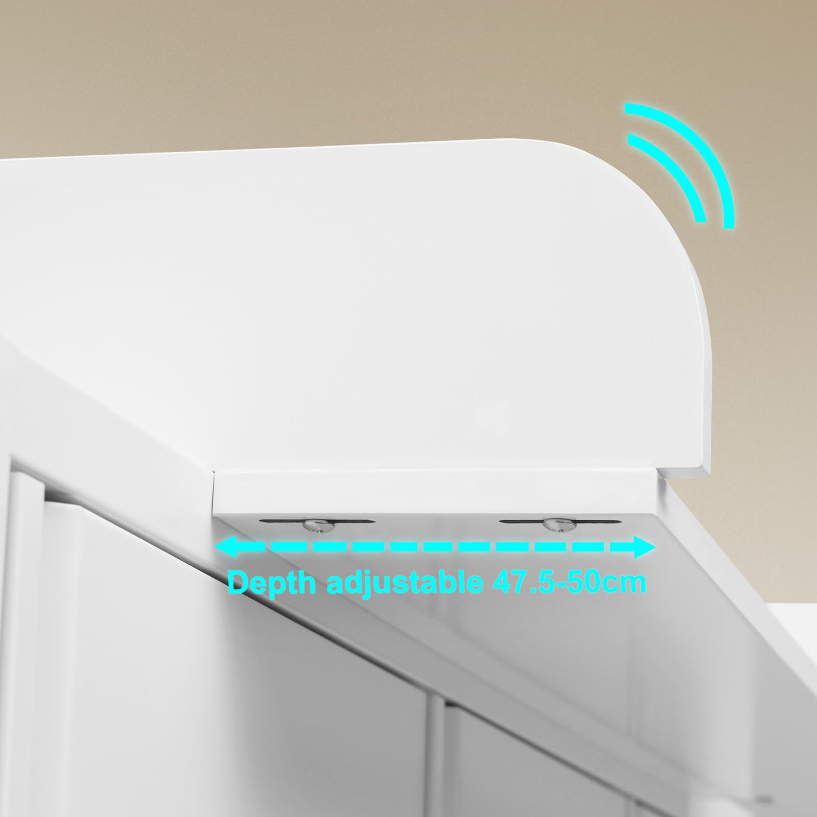 WOLTU Cambiador para Bebé 70x80x10 cm, Tablero Universal para Cómoda, Profundidad Ajustable 47,5-50 cm, Montaje en Pared, Accesorio en MDF, Color Blanco
