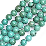 GEM-Inside 8mm Natural Old Turquoise Dyed Gemstone Loose Beads Energy Power Round Beads for Jewelry