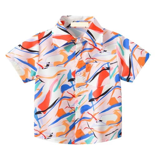 Boys Hawaiian Shirt Tropical Short Sleeve Cool Cute Casual Button Down Tops for Kids Toddler Baby Summer Beach Clothes