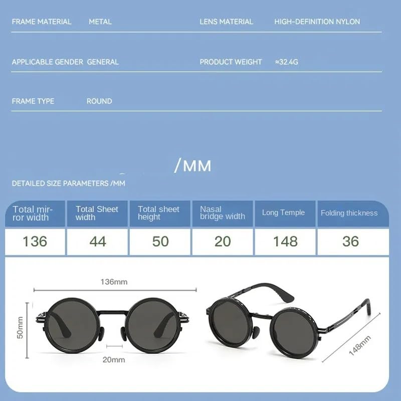 Image of Adjustable Tint Sunglasses, 1-9 Gear Adjustable Polarized Sunglasses with ND Filter Lenses, Round Black Lens for Men & Women, UV Protection for Driving, Fishing, and Outdoor Use.