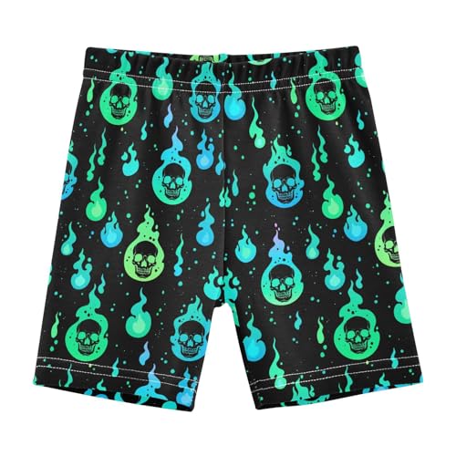 JHKKU Girls Flames Skull Shorts Cotton Cartwheel Bike Kids Biker Under Dress Dance Short Girl Clothes 5T
