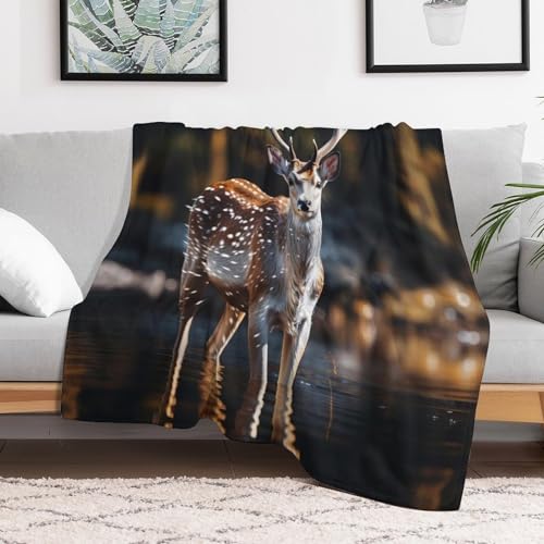Couverture de canapé motif cerf impression 3D pour soirées cocooning - 3
