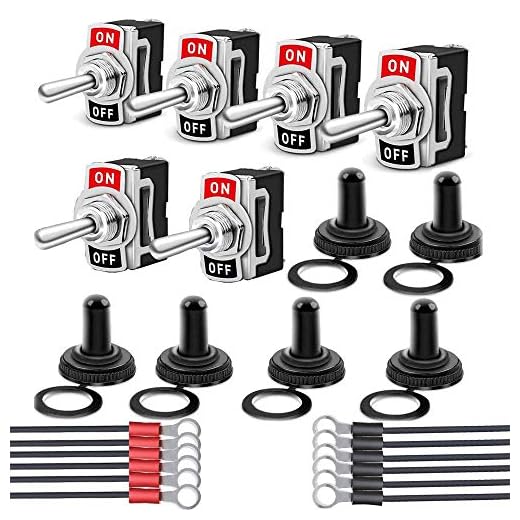 6 piezas Conmutador de Palanca SPST, Interruptor BasculanteAC125V 10A, Interruptor de Palanca ON/OFF 2 Posiciones 2 Pin, Rocker Toggle Switch para Auto Vehiculo Barco,con Tapa Impermeable