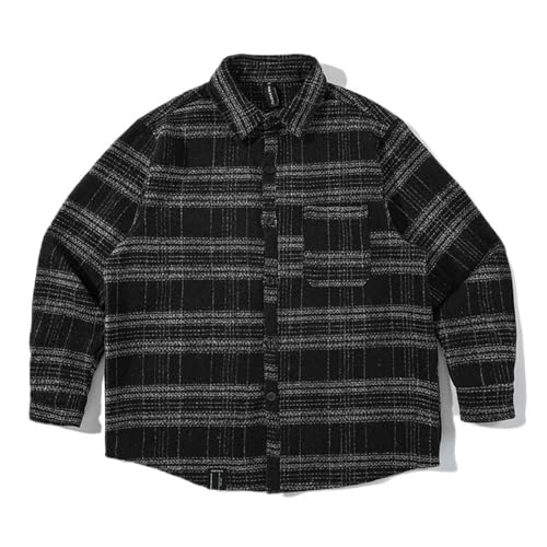 Camisa cepillada a cuadros retro de hombre y pantalones harén cómodos 7