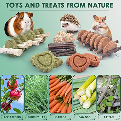 KATUMO Rabbit Treats, Natural Bunny Treats Organic Apple Stick Sweet Bamboo Timothy Hay Chew Toys - Image 3