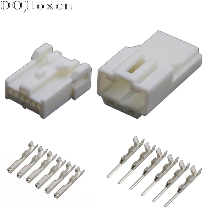 1/5/10/20/Sets 2/3/4/6 Pin Wiring White Scoket Automotive Female And Male Connector 7282-8663 7283-8660 DJ7061Y-0.6-11/21 - (Color: 6p female, Package: 20 sets, Pins: 6p)