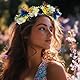 Flovel Blumenkranz Haare LED Blumenkrone Haarkranz Blumen Haarreif Fasching für Frauen Floral Crown Wreath Light up Blue Magnolia Flower Glow Wedding Bridesmaid Bridal Hair Accessories for Women