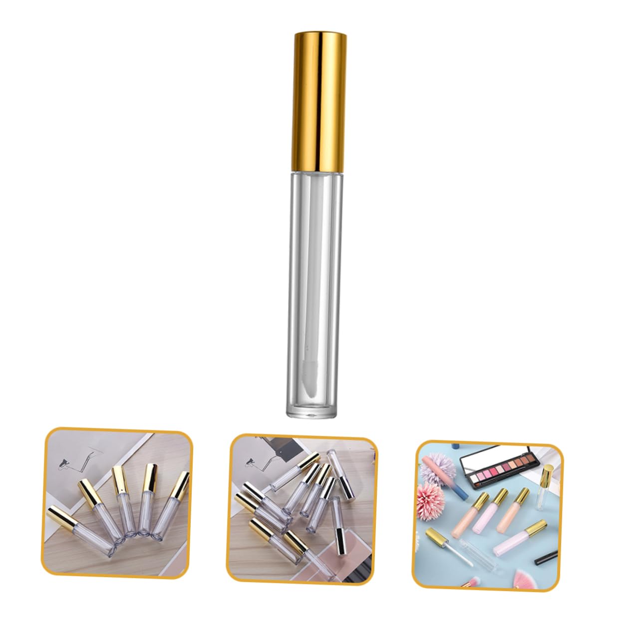Tubo Lucidalabbra 10ml in Plastica Oro, 40 Pezzi Ricaricabili | Makeup, per Lip Liquid e Dye Lip Liquid, Leggero e Facile da Portare, Formato Compatto
