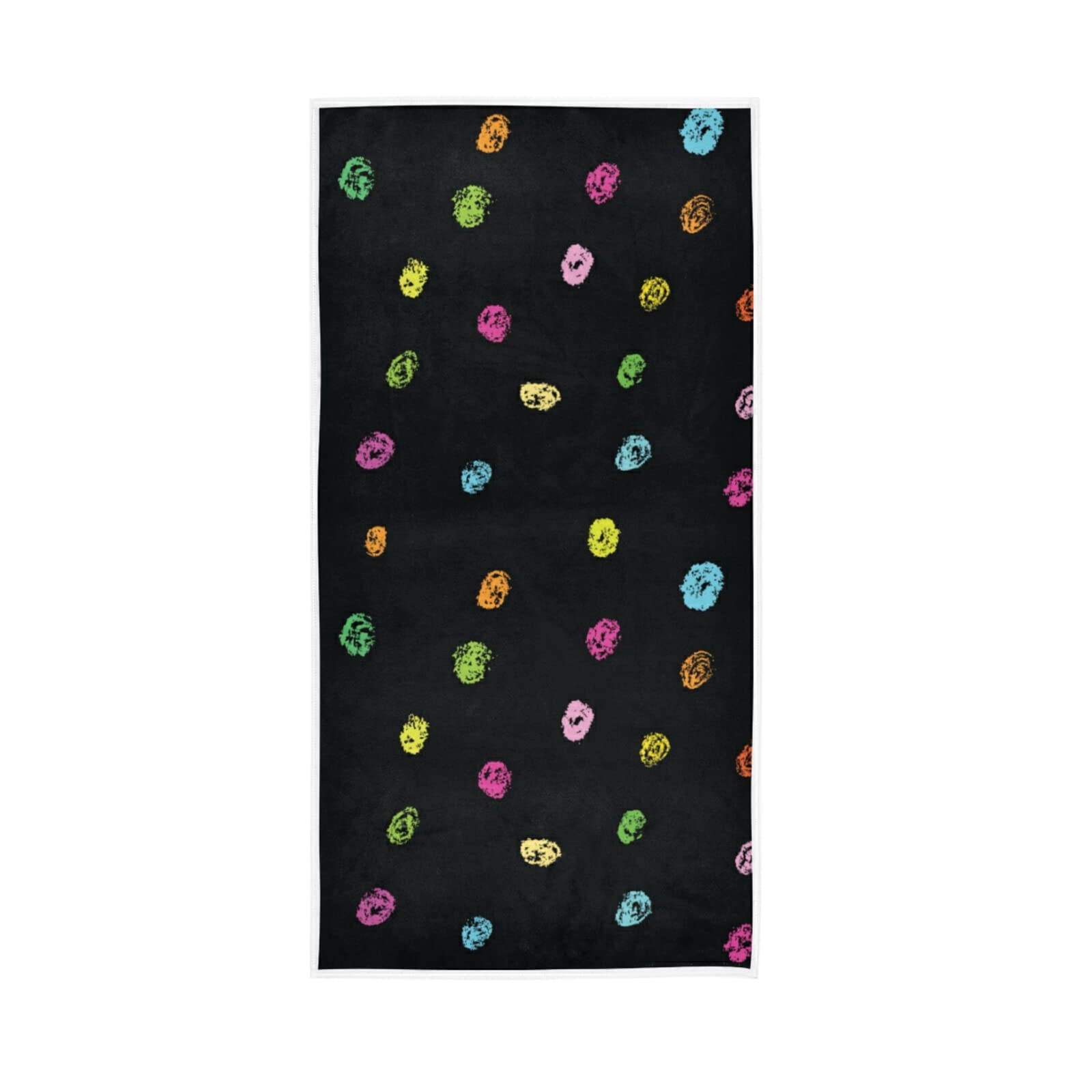 LSRCPD Seamless Pattern with Colorful Polka Dots on Black Dark Soft Hand Bath Towel 30" x 15" Thin Fast Drying Absorbent Soft Towels for Kitchen Gym Spa Hotel Beach