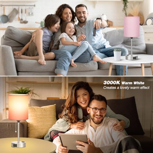Image of Small Bedside Table Lamp for Bedroom - Desk Lamp with USB Ports for Dorm