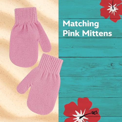 Disney Stitch Beanie Hat and Gloves Set, Toddlers Marled Peruvian Winter Knit Cap with Pom and Matching Mittens, Pink, One Size4