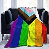 heigudan Inclusive Progress Pride Flag Blanket Soft Throw for All Seasons Couch Bed Sofa Luxurious Warm and Cozy 60 x 80 In, 60x80 in