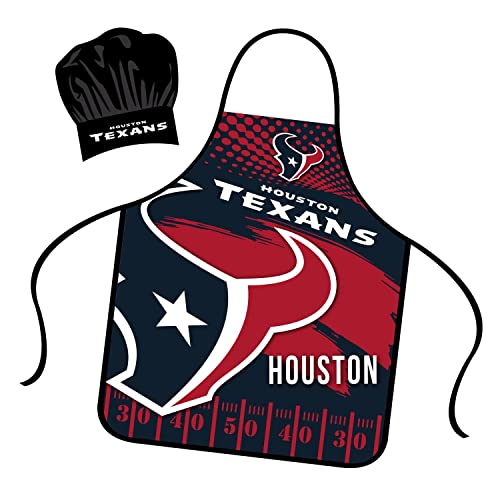 Houston Texans Apron Chef Hat Set Full Color Universal Size Tie B...