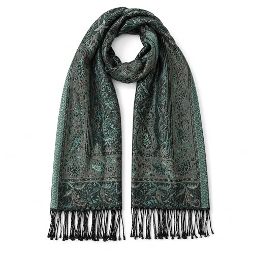 DiaryYomi Paisley Pashmina Scarf-MenS Rave Pashmina Wraps and Shawls for Women Festivals Evening Dresses Sy1-Black Cyan