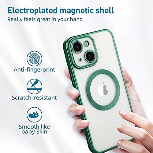 Image of MIDOS Silicone Back Cover Compatible With iPhone 15 Case Ring Logo Cut With Lens Protection Chrome Back Case Cover For-iPhone 15 (Dark Green)