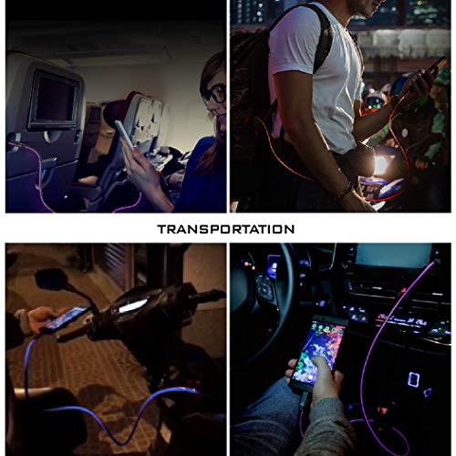 Vivify Aceso W10 Rgb Led Gaming Light Up Type C Usb 3.1 3.2 Gen 2 Quick Charge 3 Qc3 10 Gbps Car Mobile Cable Purple 3.2Ft #TOP7