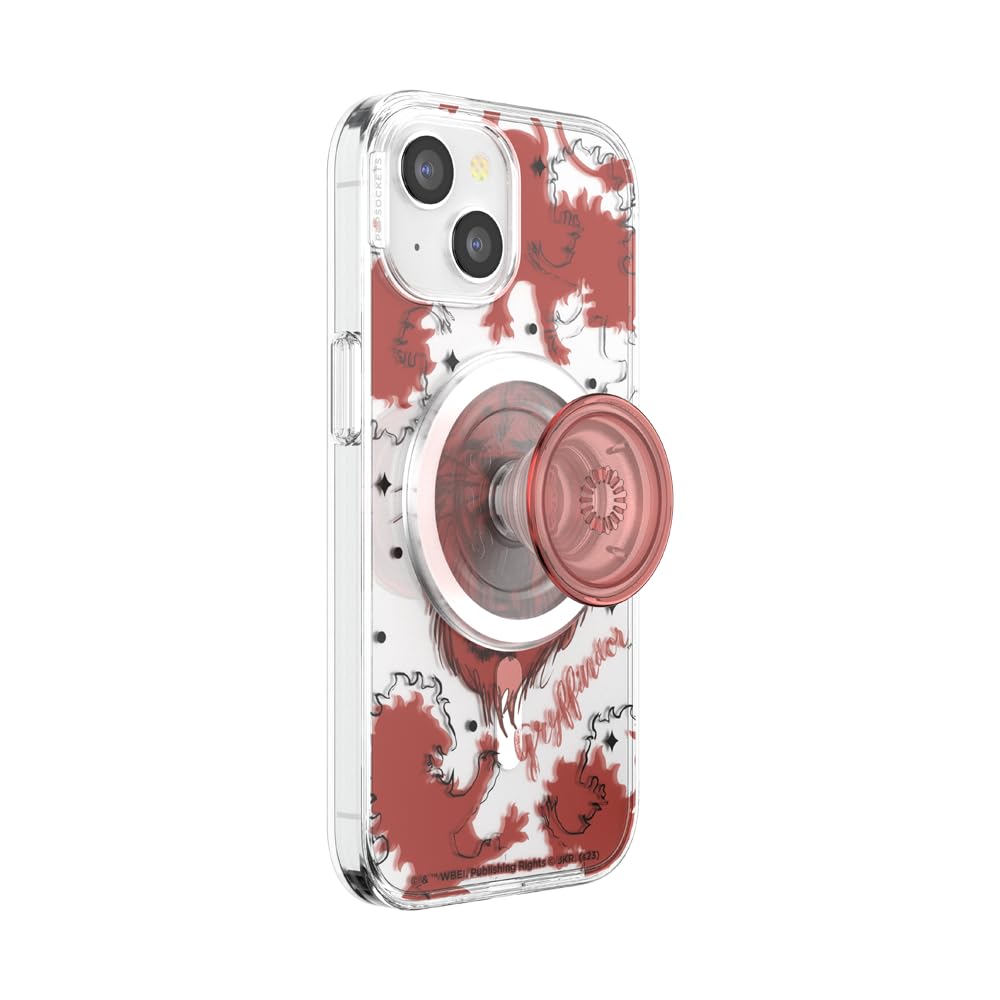 PopSockets iPhone 15 Case with Round Phone Grip Compatible with MagSafe, Phone Case for iPhone 15, Wireless Charging Compatible, Harry Potter - Gryffindor