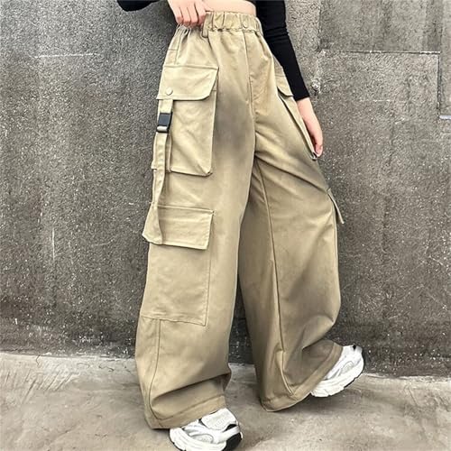 Girls Cargo Pants Wide Leg Streetwear Kids Pants with Pockets Trendy Jogger Trousers Parachute Pants2