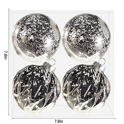 Extra Large Hanging Shatterproof Tree Ball Clear Christmas Ball Ornaments Decorative Mercury Ball with Tree Ornaments Hooks for Xmas Holiday Wedding Decoration (Champagne,4inch/4Pcs)