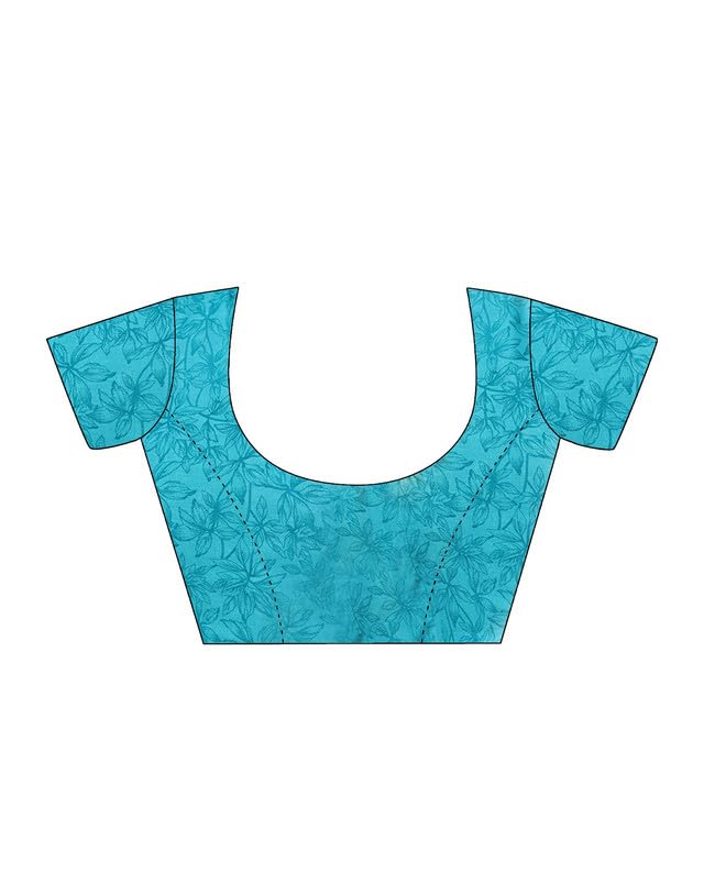 Image of SIRIL Women's Printed Georgette Saree with Unstitched Blouse (3585S104 Turquoise)