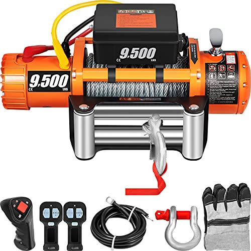 Review Product VEVOR Electric Winch 9500lb Load Capacity Truck Winch Compatible with Jeep Truck SUV 85ft/26m Cable Steel 12V Power Winch with Wireless Remote Control, Powerful Motor for ATV UTV Off Road Trailer