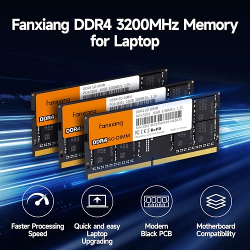Image of fanxiang SODIMM DDR4 RAM 32GB (2 x 16GB) 3200Mhz, Intel AMD Laptop Memory CL22 1.2V Dual Channel,Ideal for Gaming and Productivity