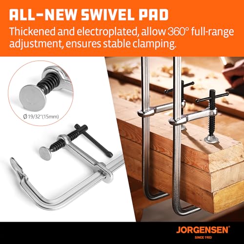 Image of Jorgensen Bar Clamps, 12-Inch Light-duty Drop Forged Steel Bar Clamps for Woodworking and Welding, 2 Pack