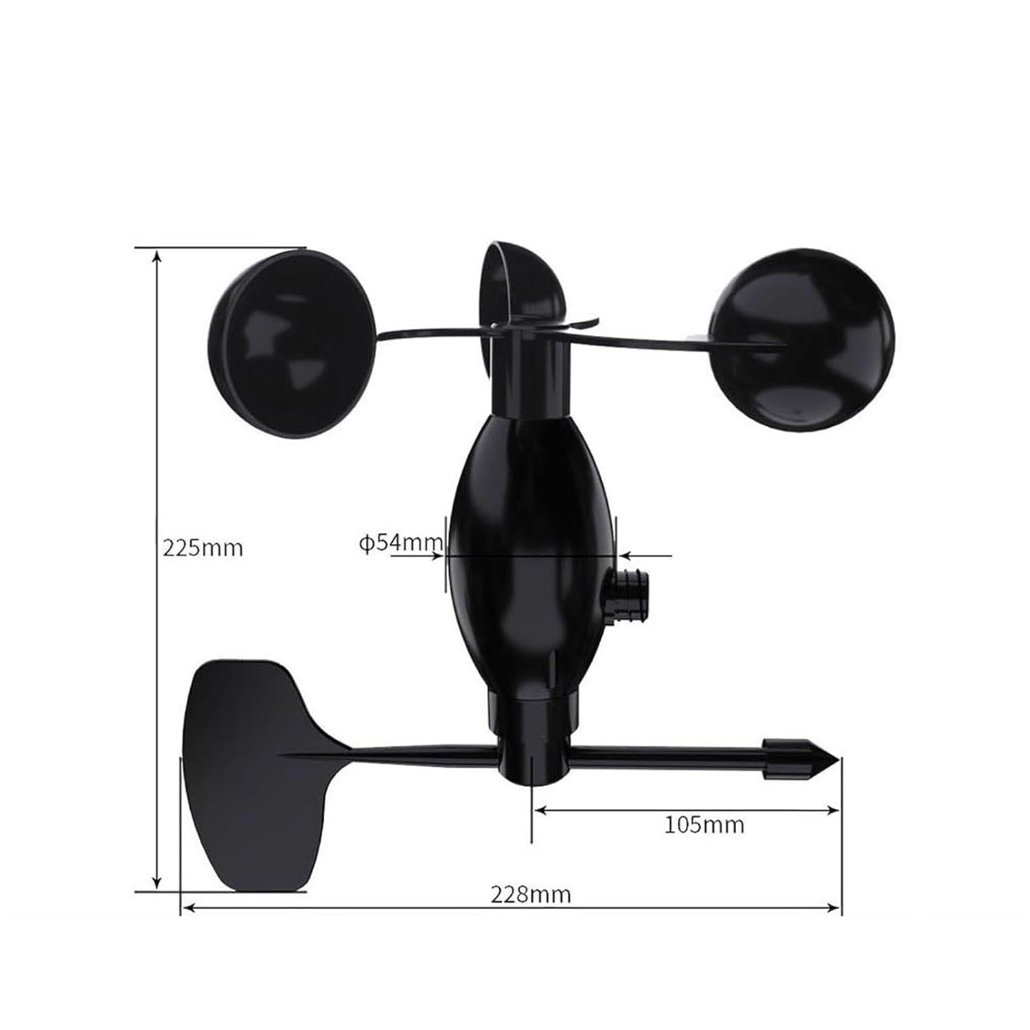 Wind Speed and Direction Sensor Three Cups Outdoor Weather Station Monitoring high Precision Measuring Instrument Transmitter(Model 3,RS485)