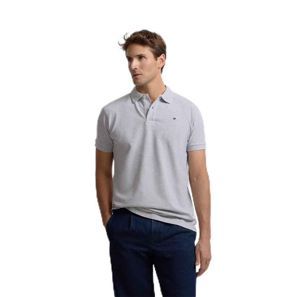 SILBON Classic Plain Polo Shirt, Grey, XXL/4XL
