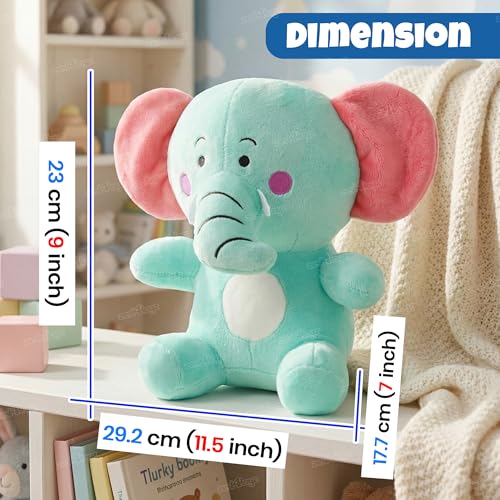 Image of Zest 4 Toyz Soft Toy for Girls (23 cm) | Baby Toys | Cute Stuffed Animal Plush Toy | Cuddly Elephant Soft Toy Teddy Bear for Kids | Birthday Gift - Multicolor