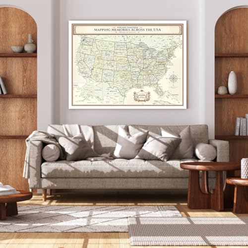 Image of DECORARTS - Oversized Push Pin Travel Map USA, Extra Large US Maps for Wall, Colorful United States Pin Board Canvas, Giclee Print, Handcrafted in USA, 40x30''
