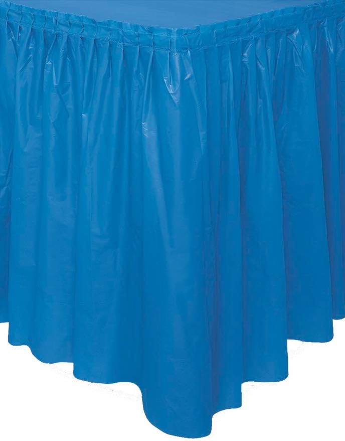 Solid Royal Blue Plastic Rectangular Table Skirt (73cm x 4 meters) 1 Count - Easy Assembly and Reusable, Elegant & Versatile Party Decor