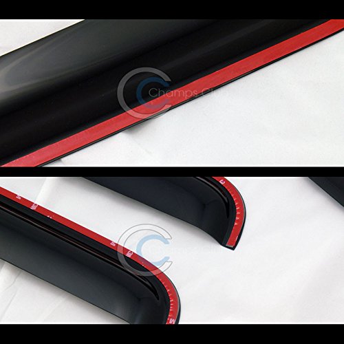 Hs Power In-Channel 4Pcs Front Rear Window Deflector Sun/Rain Guards Smoke Window Visors Compatible With 99-12 Ford F250 / F350 / F450 Super Duty Crew 4D 4Dr Cab #TOP2