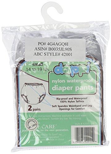 Dappi Waterproof 100% Nylon Diaper Pants, White, Small (2 Count) #TOP2