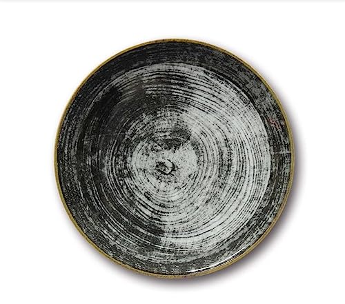 Saturnia Set 6 Piatti Piani da Tavola in Porcellana Napoli Black Round 26 cm