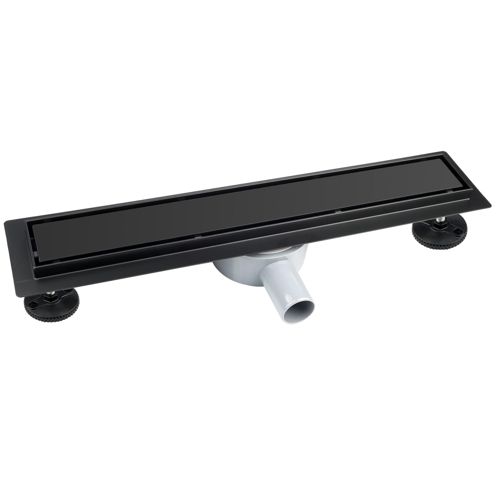 Canaletta Scarico Doccia Nero 40cm 2 in 1 in Acciaio Inox,Scarico Doccia Sifone girevole a 360° con filtro antiodore e filtro per capelli,Canalina Doccia Filo Pavimento