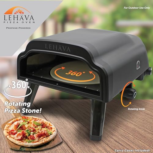 Flame King LEHAVA 14-inch, 360 Degree Rotating Non-Stick Pizza Stone, Portable Outdoor Propane Pizza Oven Countertop with Cover Bag, Piezo Auto Ignition for Camping, Backyard, and Tailgating - Image 2