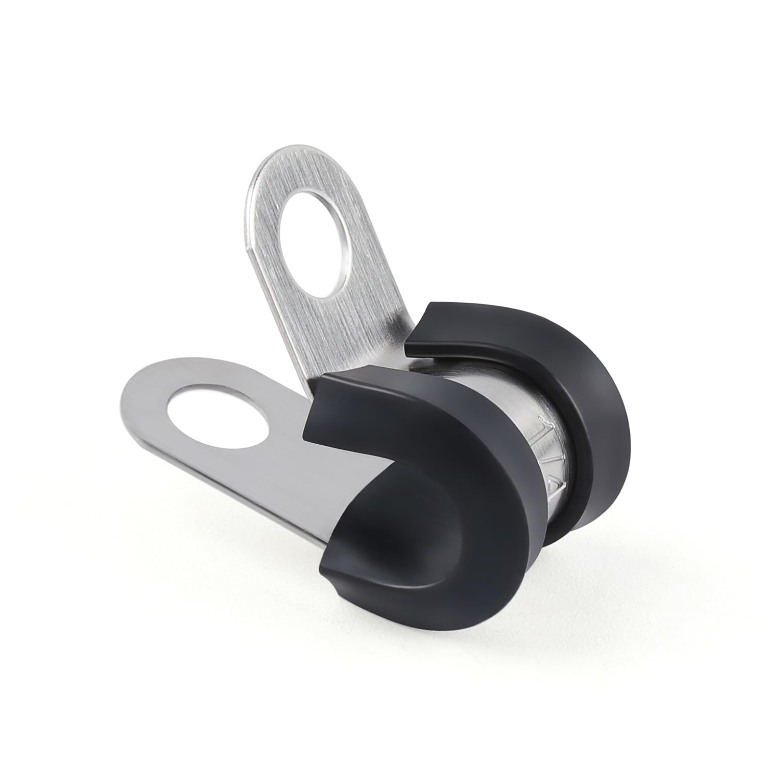 1/4 Inch Cable Clamp 20 Pack, 304 Stainless Steel Rubber Cushion Insulated Pipe Clamps, Metal Clamp, Cable Holder, Tube Clamps for Pipe or Wire Management