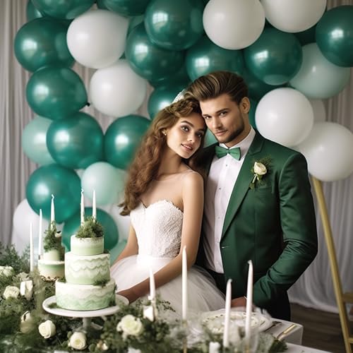 Image of DECOCKRAT 130PCS Metallic Green Balloons, Latex Balloons Different Sizes 18 /12 /10 /5 In, Helium Balloons with Ribbon, Party Balloon for Birthday Wedding Graduation Anniversary Baby Shower Decoration