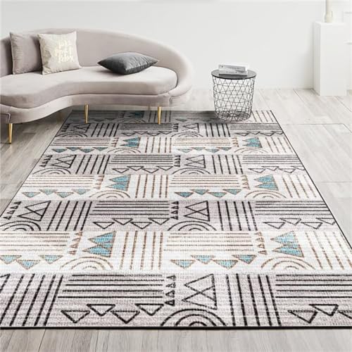 Tapis de salon noir à rayures 100x160cm antidérapant et durable - 2