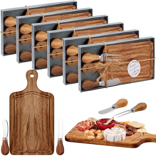 Ziliny 6 Set Bridal Baby Shower Cheese Prizes Wooden Square Board Gift Set Knives Forks...