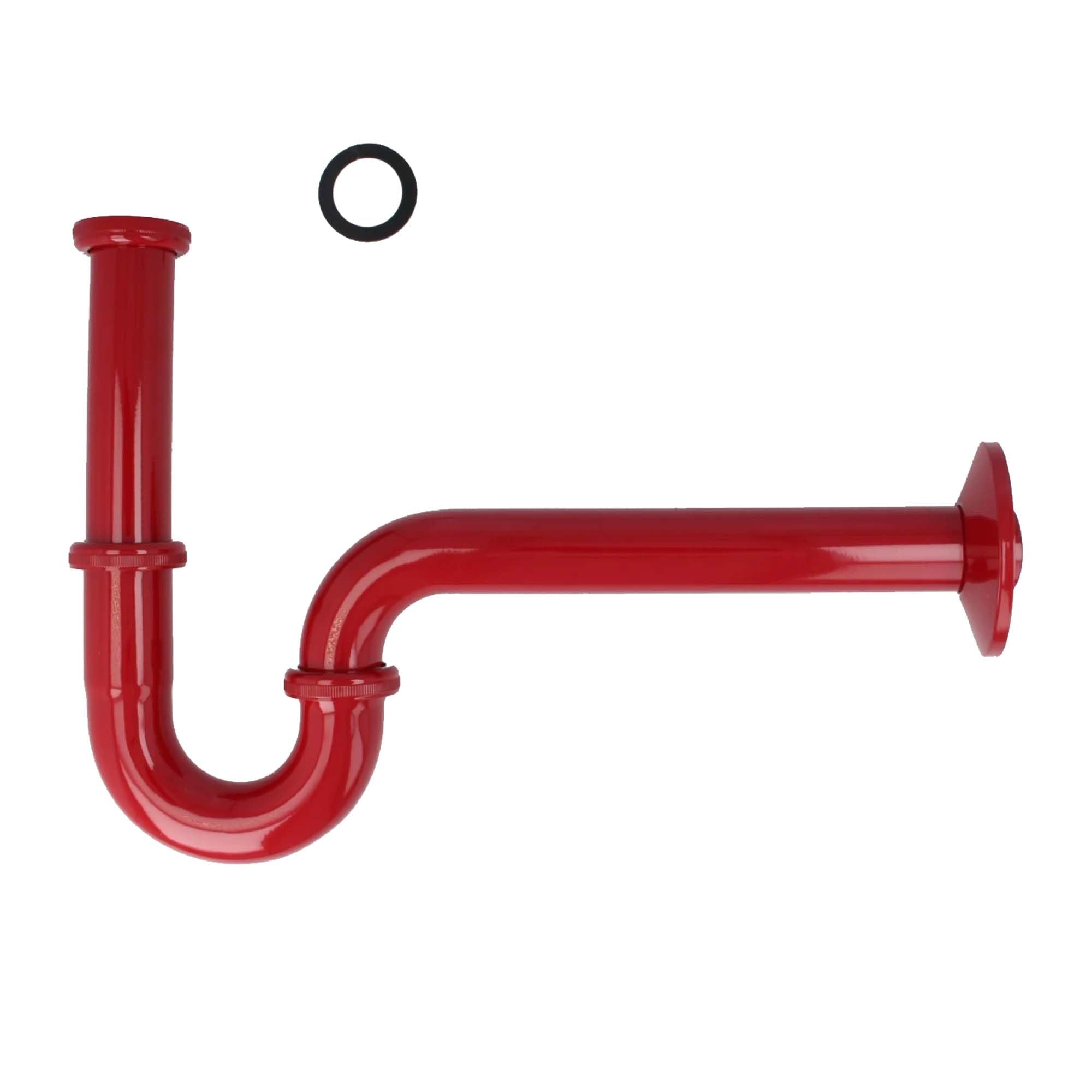 tecuro PROFI Röhrengeruchsverschluss Siphon extra lang rot RAL 3003
