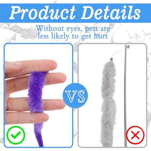 Ptwola 10 Stück Katze Wand Spielzeug Ersatz Nachfüllung Katzenwurmspielzeug Nachfüllungen Katzenstab Teaser Ersatzminen pelziger Schwanz Wurm mit Glocken für Katzen Kätzchen