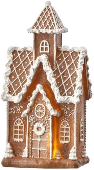 Regency International LED Sugar Spice House Figurine, 15.5-Inch, Brown White