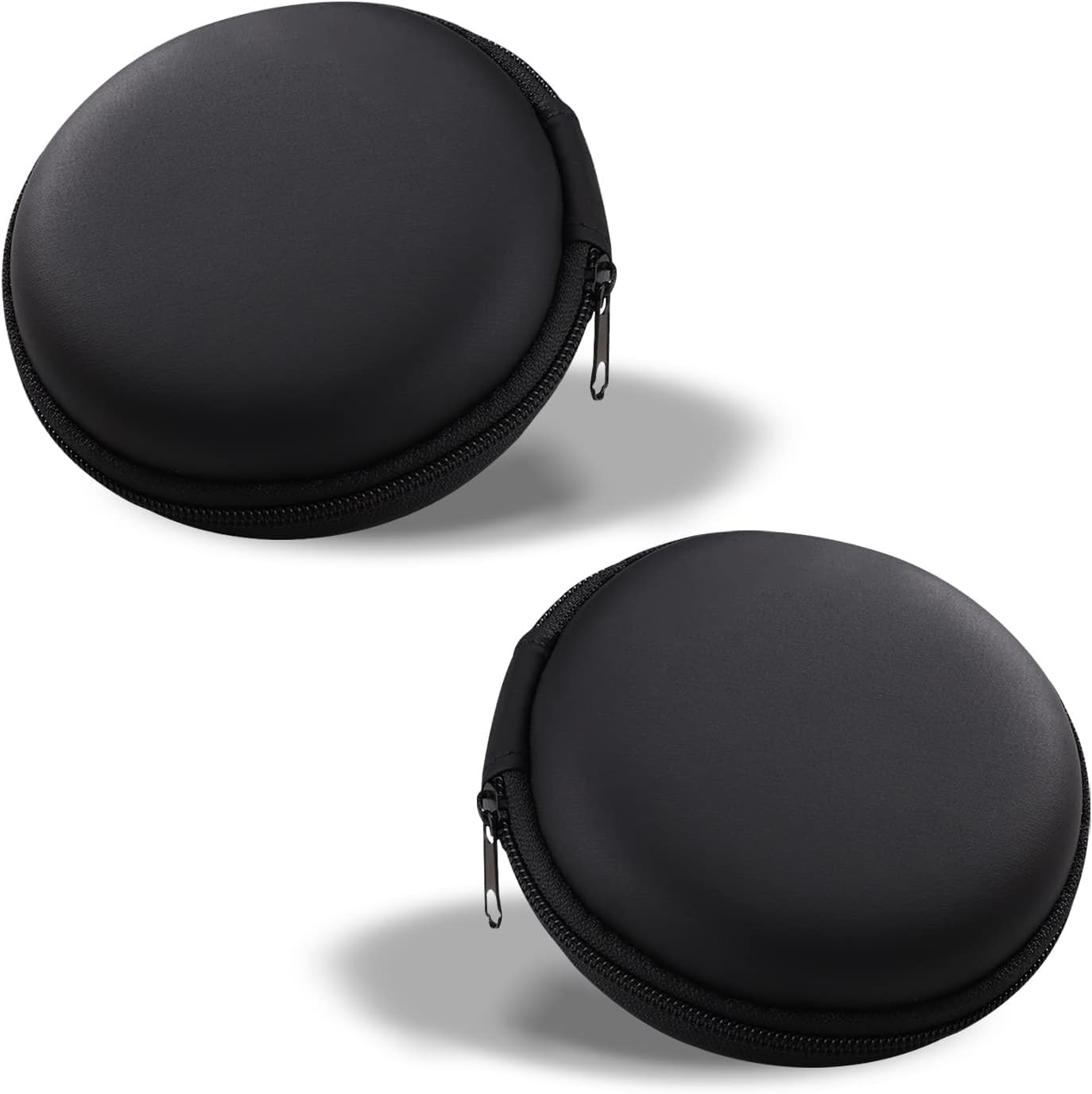Cerlink 2Pcs Earphone Case Heaphone Pouch Cover Leather Carrying Case for Earphones, Headset, Pen Drives, SD Cards, All Mobile Accessories-Black-image-30